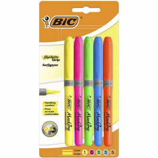 Tekstmarker, Bic, 1,6MM, assorteret 824758, s&aelig;t med 5 dele