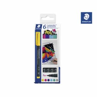 Permanent pen, Staedtler Lumocolor,  317 0,8-1,0MM, assorteret, 317 C6 pakke a 6 stk
