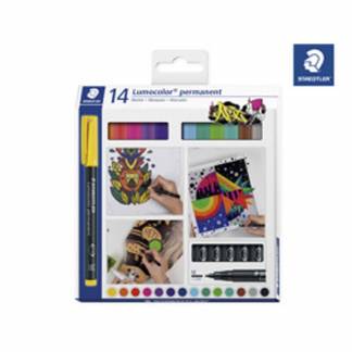 OHP-pen, Staedtler Lumocolor,  317 0,8-1,0MM, assorteret, permanent pakke a 14 stk