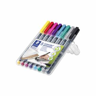 Permanent pen, Staedtler Lumocolor,  318 0,6MM, assorteret, 318 WP8-2 pakke a 8 stk
