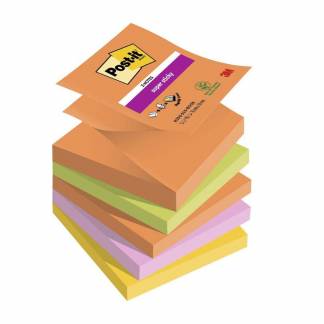Notes, Post-it, Super sticky, assorteret 76x76mm, pakke a 5 stk