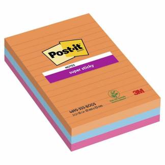 Notes, Post-it, Super sticky, assorteret 101x152mm, pakke a 3 stk