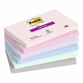 Notes, Post-it, Super sticky, assorteret 127x76mm, pakke a 6 stk