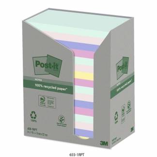 Notes, Post-it, Recycled, assorteret 127x76mm, pakke a 16 stk