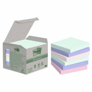 Post-it, Post-it, Recycled, assorteret 76x76mm, pakke a 6 stk