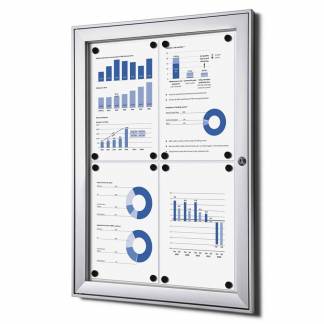 Opslagsskab, Twinco Twin, 530x700mm Med whiteboard, aluminium/gr&aring;