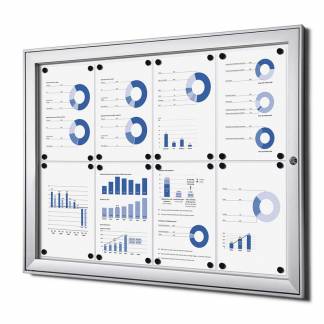 Opslagsskab, Twinco Twin, 960x700mm Med whiteboard, aluminium/gr&aring;