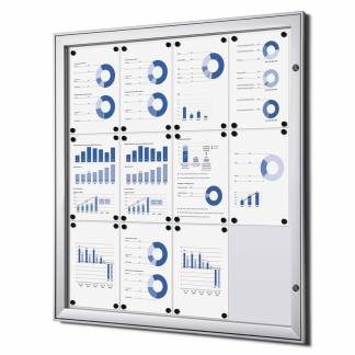 Opslagsskab, Twinco Twin, 960x1000mm Med whiteboard, aluminium/gr&aring;