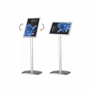Brochure holder, Twinco Infostand, A3 med snapramme gulvmodel aluminium/gr&aring;