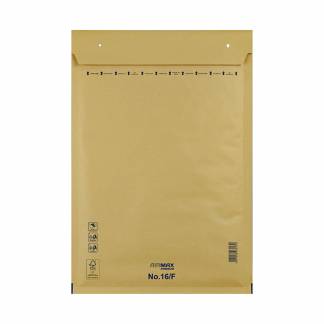 Boblepose, 16/F, 240 x 350 mm indre dim: 340 x 220 mm, Kort side &aring;ben peel&seel, Skr&aelig;l og forsegl, brun v&aelig;gt: 0.046 kg, pakke a 100 stk palle a 18 kartoner, palle a 18 kartoner FSC Mix Credit