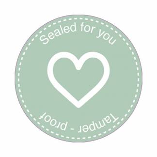 Forseglingsetiket, Meto, &Oslash;33mm, HJERTE 33x33mm gr&oslash;n, rulle a 500 etiketter