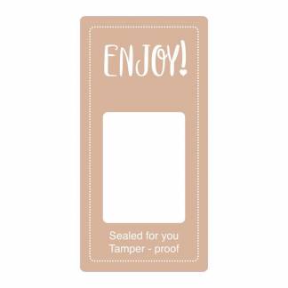 Forseglingsetiket, Meto, ENJOY! 50x100mm brun, rulle a 500 etiketter