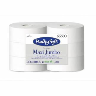 Toiletpapir Jumbo, BulkySoft, Premium Gigant M, 2 lag, hvid x 320.00m kasse a 6 ruller