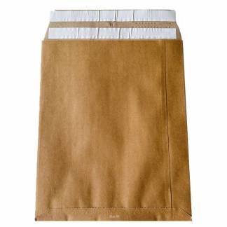 Forsendelsespose i Papir, Master'in Performance, 380 + 80 x 480 mm sidefalset, 100 \% genbrug 2 selvkl&aelig;bende lukninger, afri, Brun Uden tryk, karton a 200 stk palle a 4800 stk, FSC Mix Credit