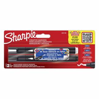 Marker Sharpie Creative Acrylic blist sort/hvid (2)