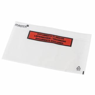 F&oslash;lgeseddellommer, Master'in Performance LD, 240 x 140 mm, transparent red-black printed Packing list genanvendt LDPE, karton a 1000 stk FSC Mix Credit