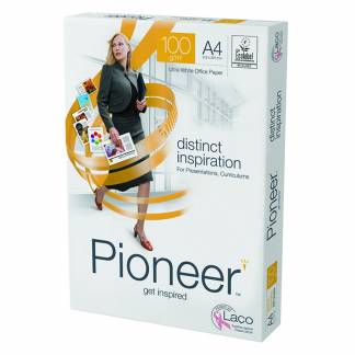 Pioneer, office paper, white, Kopipapir tr&aelig;fri ECF, 100g/m2, 210mm x 297mm, A4 Smal bane, pakke a 250 ark, FSC Mix 70%