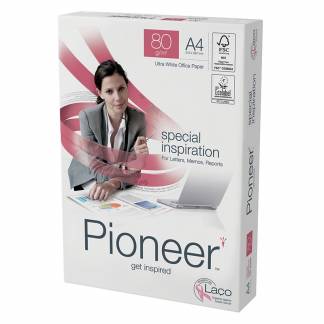 Pioneer, office paper, white, Kopipapir tr&aelig;fri ECF, 80g/m2, 420mm x 297mm, A3 Bred bane, pakke a 500 ark, FSC Mix 70%