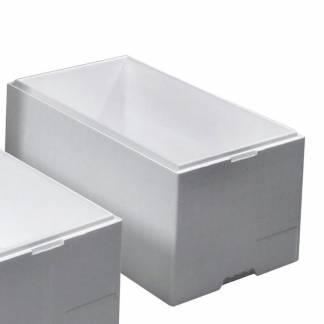 EPS skum, 600 x 400 x 320 mm PS, hvid, bundt a 4 stk palle a 6 bundter F&oslash;devaregodkendt