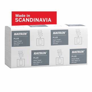 Papirh&aring;ndkl&aelig;der ark, Katrin, Plus, 2 lag hvid 203mmx320mm, karton a 1995 stk