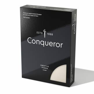 Conqueror Laid, cream, 100g/m2, laid Med vandm&aelig;rke, tr&aelig;fri ECF med 15% bomuld 145&micro;m, 210mm x 297mm, A4, Smal bane pakke a 500 ark, FSC Mix Credit
