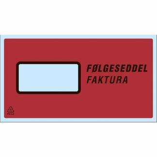 F&oslash;lgeseddellommer, LD, 235 x 130 mm transparent red-black printed Packing list genanvendt LDPE, karton a 1000 stk