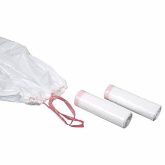 Affaldss&aelig;kke, 57 &micro;m, 750 x 1100 mm LD-PE, hvid, kapacitet 100.000l med lukkestrop, rulle a 10 poser