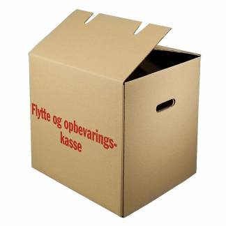 Flyttekasse, indre dim: 556 x 380 x 373 mm, 1-lags,C-flute, 4.000 mm s&aelig;rligt design, Kraftliner, brun bundt a 10 stk, palle a 160 stk FSC Mix 70\%