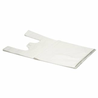 B&aelig;repose, 30 &micro;m, 300 + 150 x 550 mm HDPE, hvid, 2 sidegussets of 75mm each med h&aring;ndtag, karton a 1000 stk F&oslash;devaregodkendt