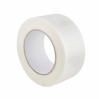 Filamenttape, Krydsarmeret, 50 mm x 50.00 m, samlet tykkelse 999 &micro;m kernediameter: 76 mm, Rulle, pp Syntetisk gummi, transparent pakke a 18 stk, palle a 1584 ruller