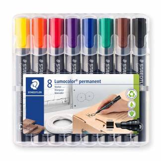 Marker, Staedtler Lumocolor, 2-5MM assorteret, permanent, S&aelig;t med 8 dele