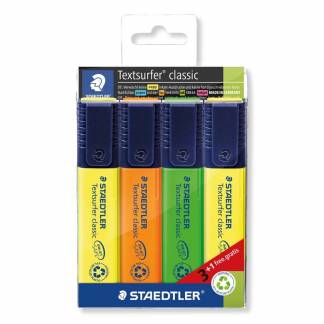 Tekstmarker, Staedtler Textsurfer 364-S WP4P, 1-5MM, Skr&aring; spids assorteret, S&aelig;t med 4 stk
