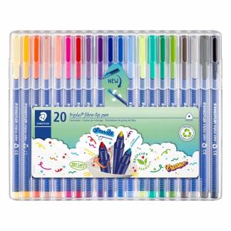 Marker, Staedtler Triplus, 323 SB20, 1MM Spids, assorteret, permanent s&aelig;t af 20 stk