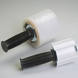 Dispenser til str&aelig;kfilm, Banderolefilm til h&aring;ndholdt brug, sort til h&aring;ndstr&aelig;kfilm, Kernediameter 76 mm v&aelig;gt: 0.290 kg, karton a 18 stk