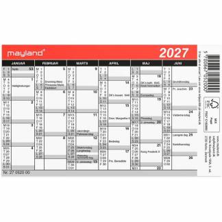 Lommekalender, Mayland Mini, Mini, 118 x70mm &aring;r: 2027, Flerfarvet,, FSC Mix Credit