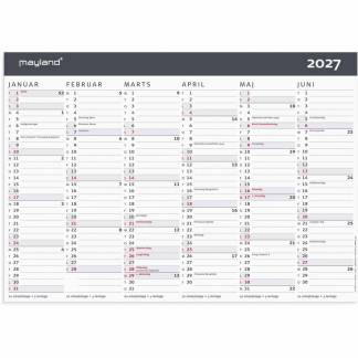 V&aelig;gkalender, Mayland, MODERNE, A4, 297 x210mm &aring;r: 2027, Flerfarvet,, FSC Mix Credit