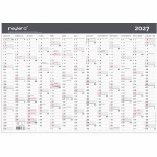 V&aelig;gkalender, Mayland, MODERNE, 419x297mm &aring;r: 2027, Flerfarvet,, FSC Mix Credit