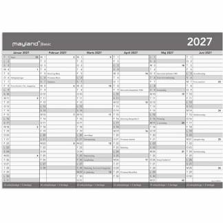 V&aelig;gkalender, Mayland, 418x297mm &aring;r: 2027, Gr&aring;,, FSC Mix Credit