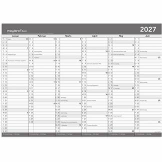 V&aelig;gkalender, Mayland, 417x796mm &aring;r: 2027, Gr&aring;,, FSC Mix Credit