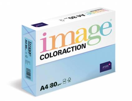 Image, Coloraction, Isbjerg/bleg isbl&aring; Kopipapir, tr&aelig;fri ECF, 80g/m2, 210mm x 297mm, A4, Smal bane, pakke a 500 ark FSC Mix Credit EU-milj&oslash;m&aelig;rke