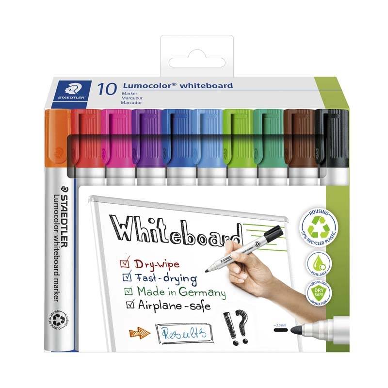 Whiteboardmarker, Staedtler,  351, Rund assorteret, non-permanent karton a 5 stk