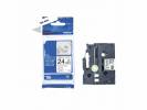 Labeltape Brother TZe-R251 24mmx4m sort p&aring; hvid satin