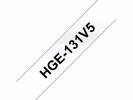 Labeltape Brother HGe-131V5 12mmx8m sort p&aring; klar 5stk/pak