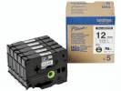 Labeltape Brother HGe-131V5 12mmx8m sort p&aring; klar 5stk/pak