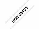 Labeltape Brother HGe-231V5 12mmx8m sort p&aring; hvid 5stk/pak