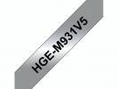 Labeltape Brother HGe-M931V5 12mmx8m sort p&aring; mats&oslash;lv 5stk/pak