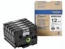 Labeltape Brother HGe-M931V5 12mmx8m sort p&aring; mats&oslash;lv 5stk/pak