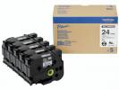 Labeltape Brother HGe-M951V5 24mmx8m sort p&aring; mats&oslash;lv 5stk/pak