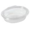 Plastbakke m/hængsl. låg 50stk R-PET oval 370ml 166x131x45mm