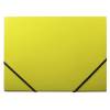 Kartonmappe Q-Line A4 gul m/3 klapper & elastik blank 